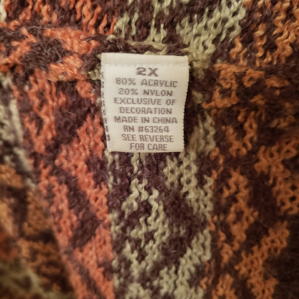 2X Full Zip Cardigan Plus Size Sweater Dressbarn Brown Rust Neutral - Picture 6 of 6